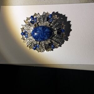 Vintage Sarah Coventry Blue Cabochon Starburst Brooch